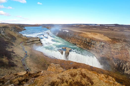 Magnificent big Gulfoss waterfall at the Golden Circle of Iceland