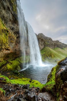 Early morning at Seljalandsfoss waterfall, Golden Circle, Iceland