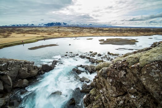 Oxararfoss and lake in Thingvellir National Park, Iceland