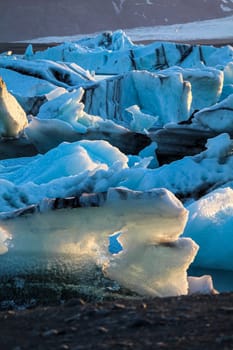 View of Jokulsarlon glacial lake on a summer evening, Iceland