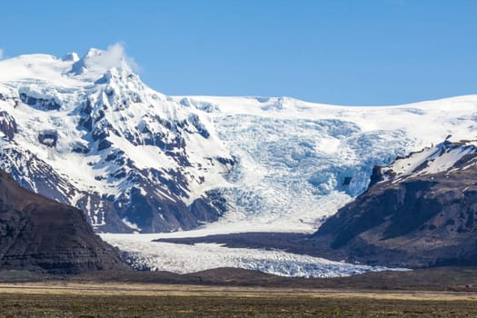 View of the Skaftafell glacier in summer, Iceland