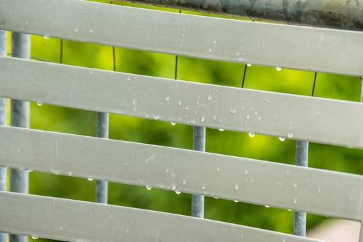 rain drops on a seat grid