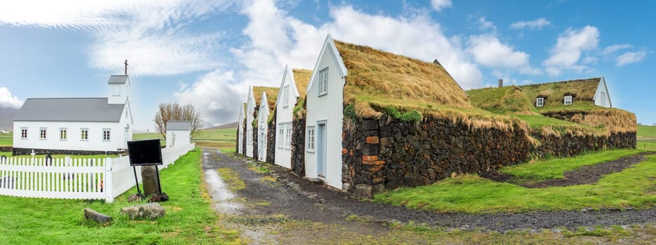 Turf houses built in traditional manner, Northern Iceland