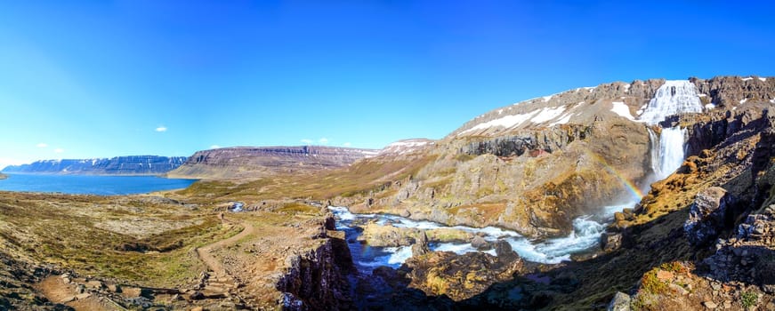 Magnificent Dynjandi waterfall in the Westfjords, Iceland