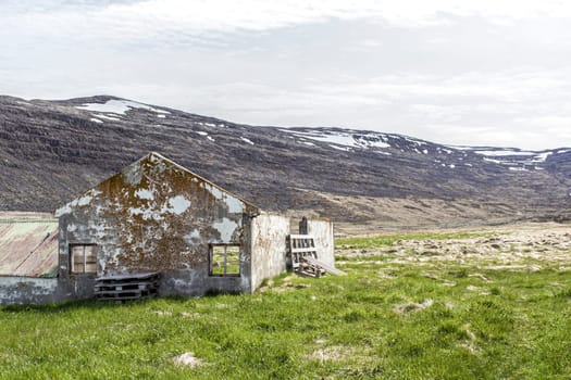 Abandoned ruined old house in the Westfjords, Iceland