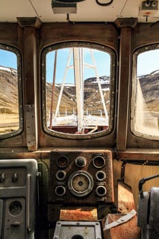 Old stranded ship stranded in Patreksfjordur, Westfjords of Iceland