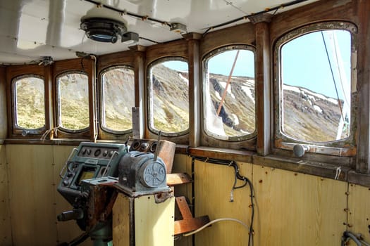 Old stranded ship stranded in Patreksfjordur, Westfjords of Iceland
