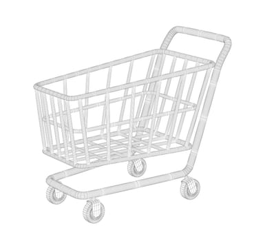 3D wire-frame model of shopping cart