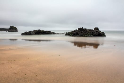 Time exposure of Atlantic coast at Snaeffelsnes National Park, Iceland