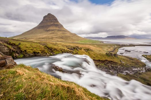 Rapids in front of impressive Grundarfjordur mountain, Iceland