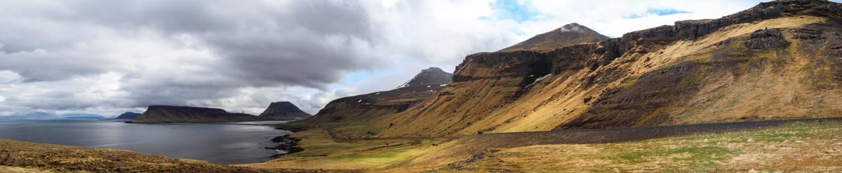 Panoramic view of coastline near Grundarfjordur, Iceland