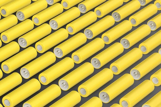 Many yellow AA size batteries