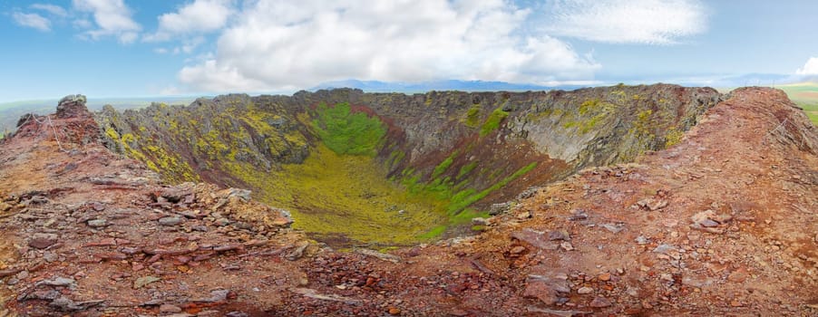 Look into crater of Eldborg volcano, Western Iceland