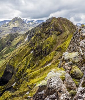Unique Icelandic landscape arount Thorsmoerk in Iceland
