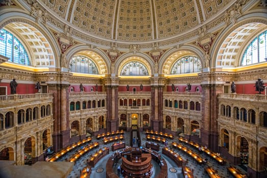 WASHINGTON, USA - AUGUST 13, 2022 - Inside the Library of Congress in Washington DC, USA