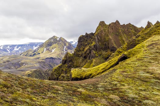 Unique Icelandic landscape arount Thorsmoerk in Iceland