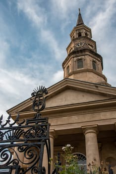 Ancient church in downtown Charleston, USA