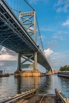 Pillar of the Benjamin Franklin Bridge in Philadelphia, USA