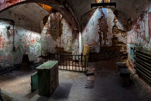PHILADELPHIA, USA - AUGUST 15, 2022 - Big cell in the Eastern State Penitentiary in Philadelphia, USA