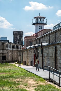 PHILADELPHIA, USA - AUGUST 15, 2022 - Watchtower and court of Easter State Penitentiary, USA