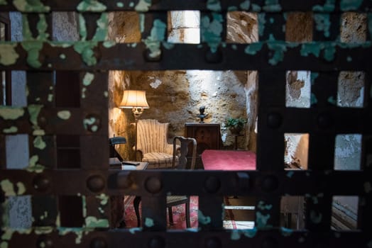 PHILADELPHIA, USA - AUGUST 15, 2022 - Luxury cell of inmate Al Capone in Eastern State Penitentiary, USA