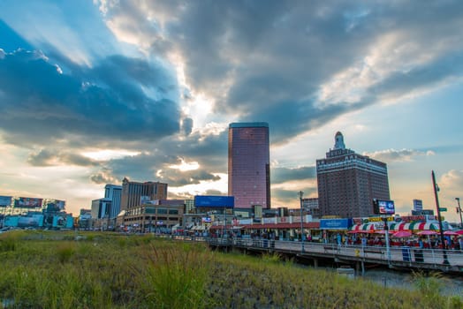 PHILADELPHIA, USA - AUGUST 20, 2022 - Boardwalk at the shore of Atlantic City, USA