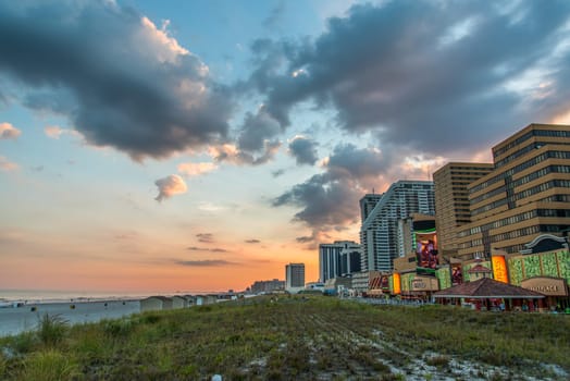 Boardwalk at the shore of Atlantic City, USA