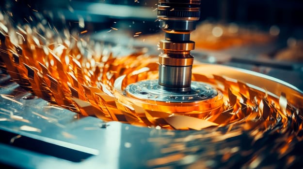 Metalworking CNC milling machine. Cutting metal modern processing technology.AI generated