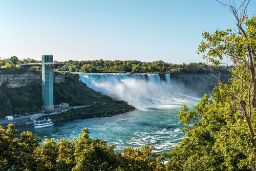 Famous Niagara Falls on a sunny day from the Canadian side