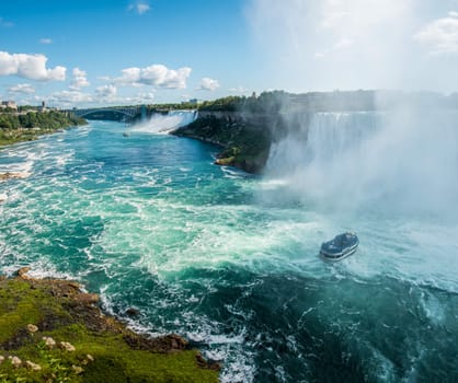 Famous Niagara Falls on a sunny day from the Canadian side