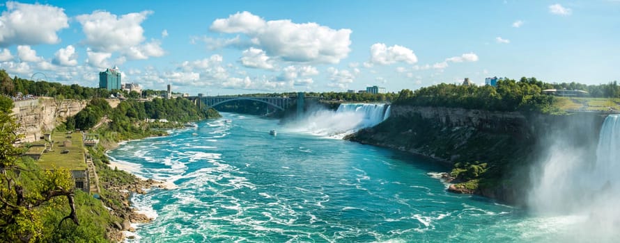 Famous Niagara Falls on a sunny day from the Canadian side