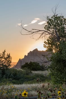 Sunset over Badlands National Park, South Dakota, USA