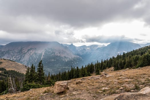 Great view up high in the mountains of Rocky Mountain NP, USA