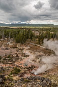 Steaming Mud Pod Area in famous Yellowstone National Park, USA