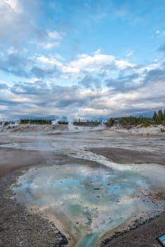 Steaming Mud Pod Area in famous Yellowstone National Park, USA