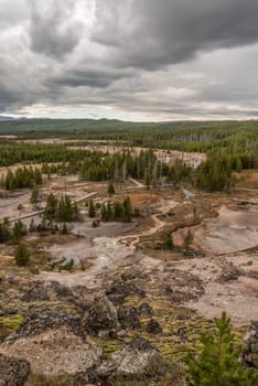 Steaming Mud Pod Area in famous Yellowstone National Park, USA