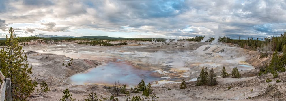 Steaming Mud Pod Area in famous Yellowstone National Park, USA
