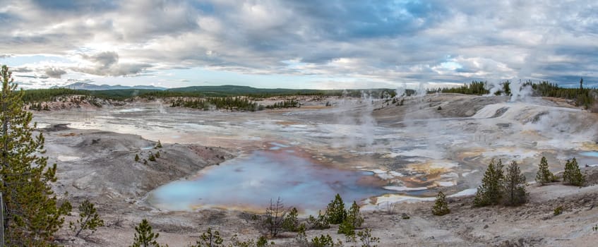 Steaming Mud Pod Area in famous Yellowstone National Park, USA