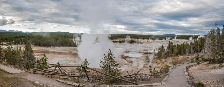 Steaming Mud Pod Area in famous Yellowstone National Park, USA