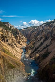 River flowing through the popular Grand Canyon of the Yellowstone, USA
