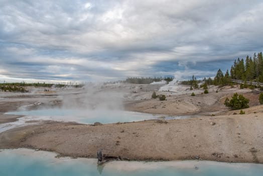 Steaming Mud Pod Area in famous Yellowstone National Park, USA