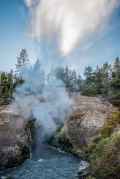 Steaming Mud Pod Area in famous Yellowstone National Park, USA