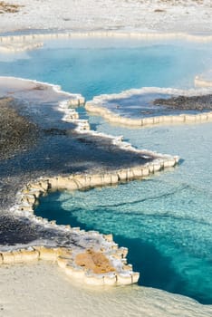 Great colorful pools of the Upper Geyser Basin of Yellowstone NP, USA