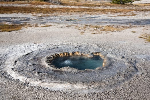 Great colorful pools of the Upper Geyser Basin of Yellowstone NP, USA