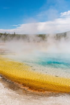 Famous Grand Prismatic Spring basin in Yellowstone National Park, USA