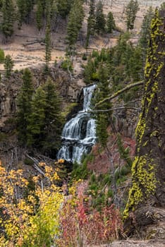 A small waterfall hidden in the north of the Yellowstone NP, USA