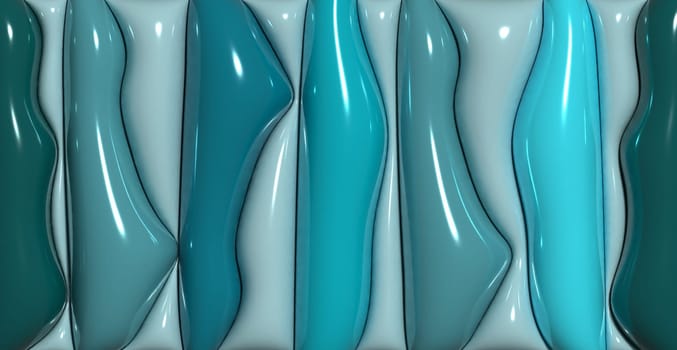 Blue soft inflate shiny lines, 3D rendering illustration