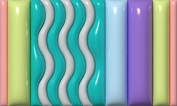 Inflated colorful stripes, 3D rendering illustration