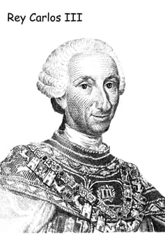 Portrait of Carlos III, a Spanish King of the House of Bourbon on Spanish stamp
