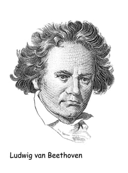 HUNGARY - CIRCA APRIL 2016: a post stamp printed in HUNGARY shows a portrait of Ludwig van Beethoven circa 1960